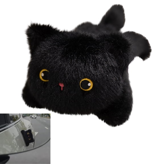 Magnetic Plush Cat Car Decor, 5.5in Fluffy Animal Magnetic Ornament, Multi-Surface Attachable Decor for Fridge, Office Lockers, Cute Present For Pet Lovers