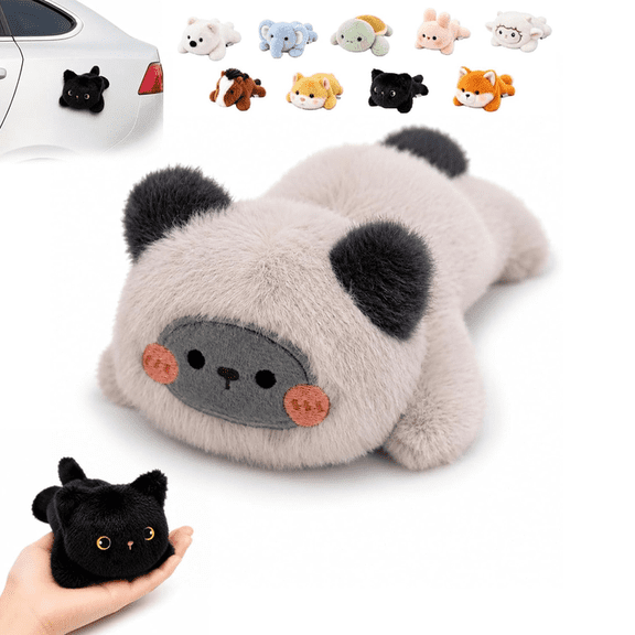 Magnetic Plush Cat Car Decor – Cute Stuffed Animal with Magnetic Kawaii Car Accessory, for Car Rear View Mirror, Fridge & Metal Surfaces, Funny Gift Siamese Cat