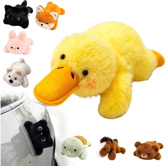 Magnetic Plush Cat Car Decor, Kawaii Stuffed Animal Ornament for Car Exterior, Cute Magnetic Decoration Rearview Mirror & Metal Surfaces, Funny Animal Lover Gift (1, C)