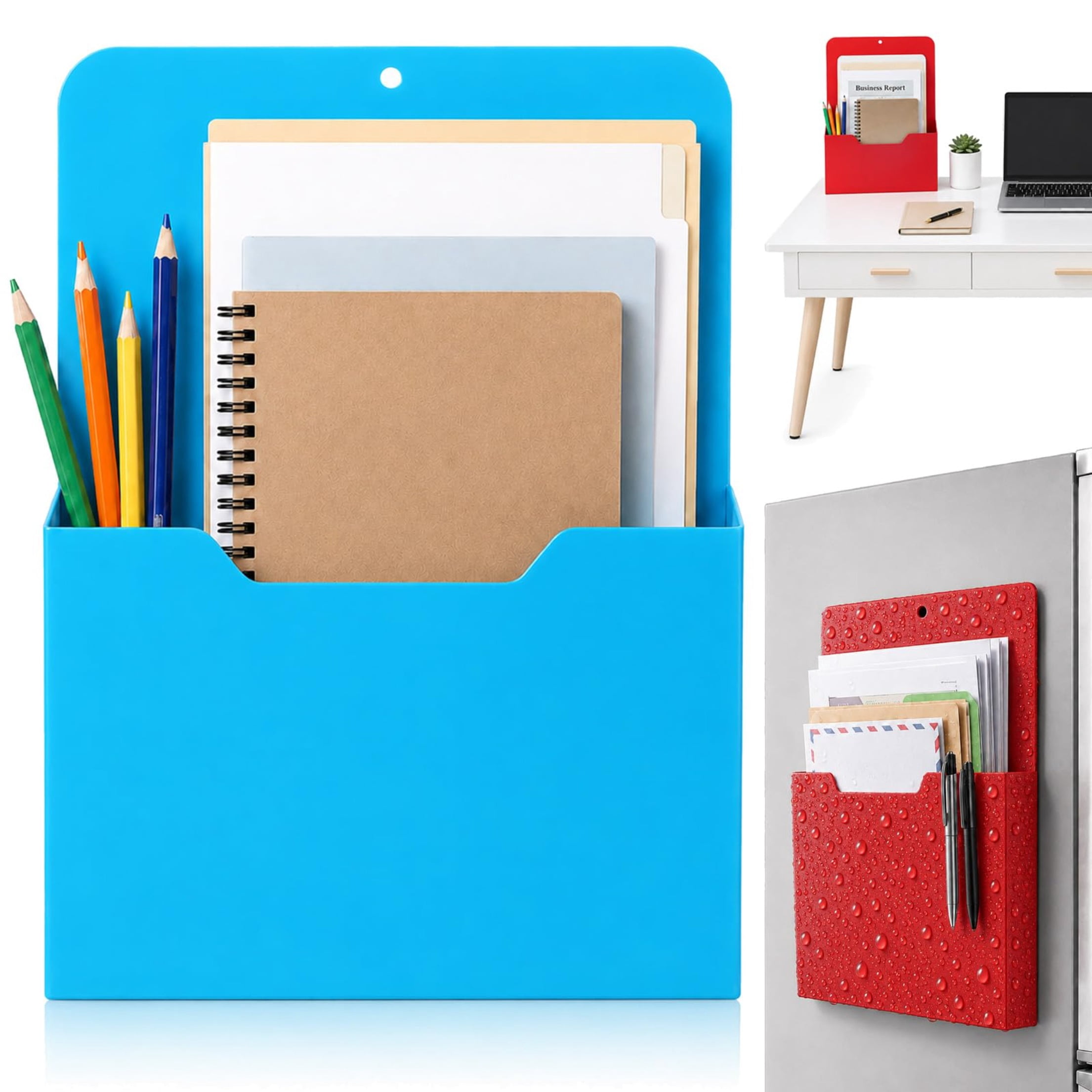Magnetic Pocket Folder Set, A4 Magnetic Paper Organizer for Whiteboard ...