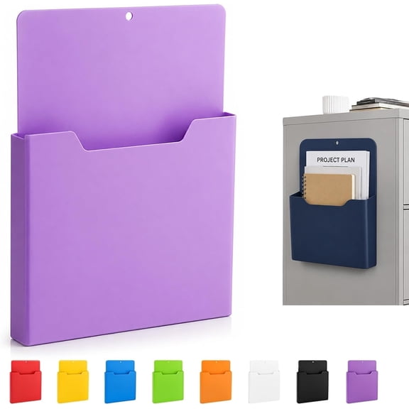 Magnetic Pocket Folder Set, Magnetic Paper Organizer ,Magnetic File Folders with 8 Color-Coded Pockets and Strong Magnetic Backing for Fridge, Whiteboard, and Locker.