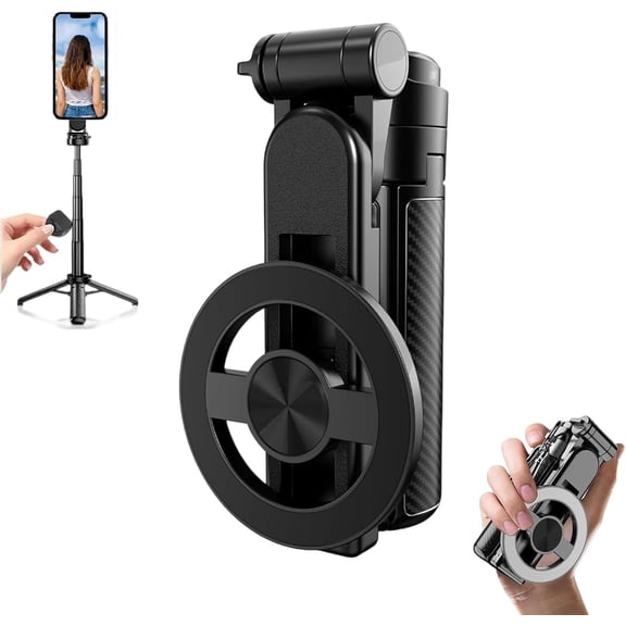 Magnetic Pocket Selfie Stick,4-in-1 Multifunctional Extendable Tripod with 360 Rotation & 225 Tilt,10m/32.81ft Wireless Remote,Compact & Portable for Travel,Vlogging,and Phone Photography