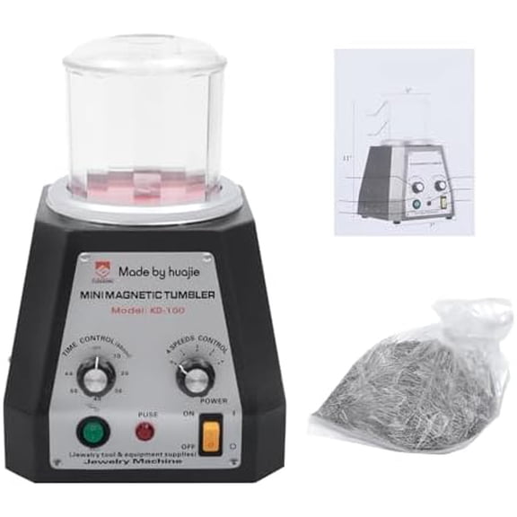 Magnetic Polishing Machine,Jewelry Polisher Finisher Machine with 4 Speeds Time Control & Bowl Lid, Diamonds Finishing Machine for Light Metals, Nonferrous Metals (10-60min)$$Art & Craft