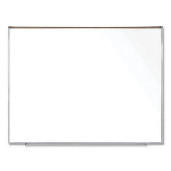 Ghent Manufacturing GHEM1P561M Magnetic Porcelain Whiteboard with Satin Aluminum Frame & Map Rail, 72.5 x 60.47 in., White Surface