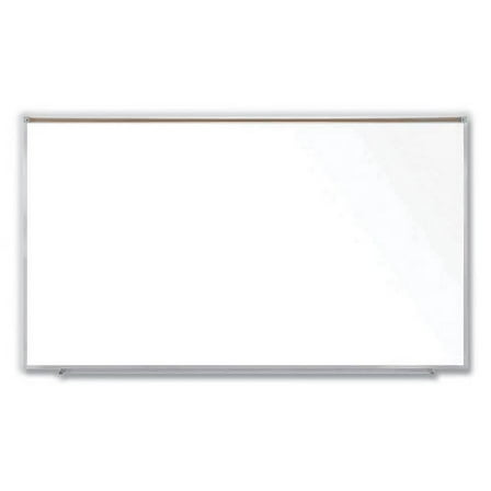 Ghent Manufacturing GHEM1P581M Magnetic Porcelain Whiteboard with Satin Aluminum Frame & Map Rail, 96.53 x 60.47 in., White Surface