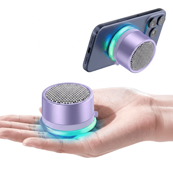 Cillso Mini Magnetic Portable Bluetooth Speaker, Bluetooth 5.4 Wireless Speaker with TWS Stereo & RGB Rhythm Lights, Waterproof Speaker for Car, Shower, Gym & Outdoor Use, Purple