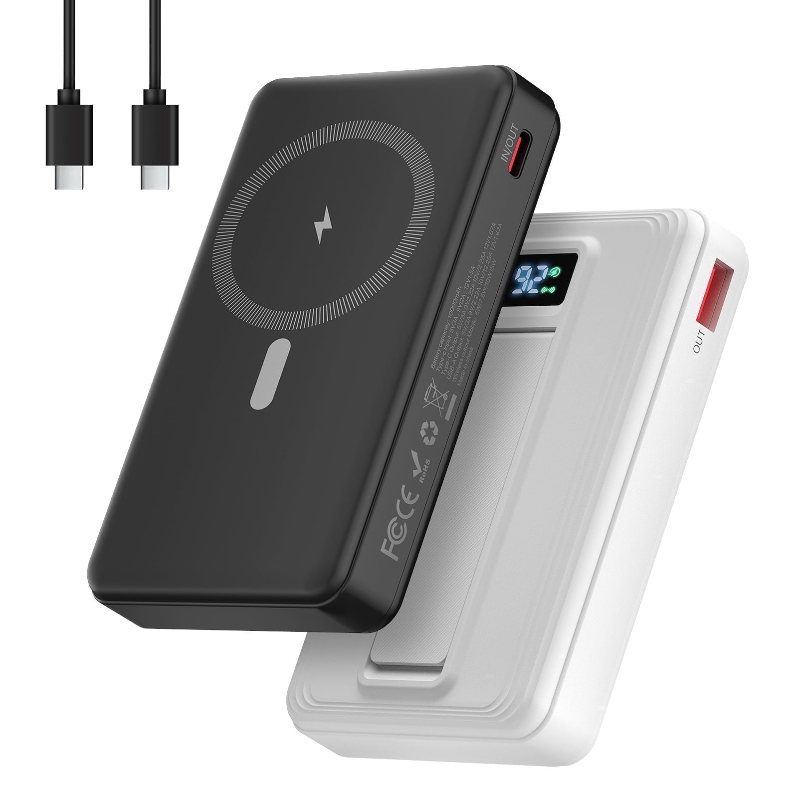 PGYOB 2 Pack Magnetic Power Bank 10000mAh, Wireless Power Bank, Portable Charger With 22.5W PD Fast Charging , LED Power Display for iPhone 15/16/14/13/12 Pro/Pro Max/Plus/Mini Series