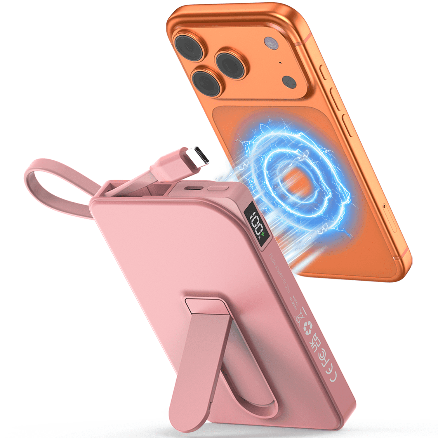 Magnetic Wireless Portable Charger, 10000mAh Power Bank 22.5W Fast Charging Battery Pack Compatible with iPhone 17/16/15/14/13 Series, Pink