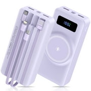 Magnetic Portable Charger Power Banks for iPhone Cell Phones with Built in Cables,HopePow 20000mAh LED Power Display Charging Banks Compatible with iPhone 16 Plus/Pro Max/15//14 Series,Android,Black
