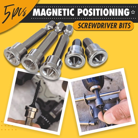Magnetic Positioning Screwdriver Bits 5 Pack PH2 Gypsum Board Drywall Phillips 25mm 50mm Hex Shank Non Slip Limit Depth Magnetic Collar Power Tool Accessories Durable
