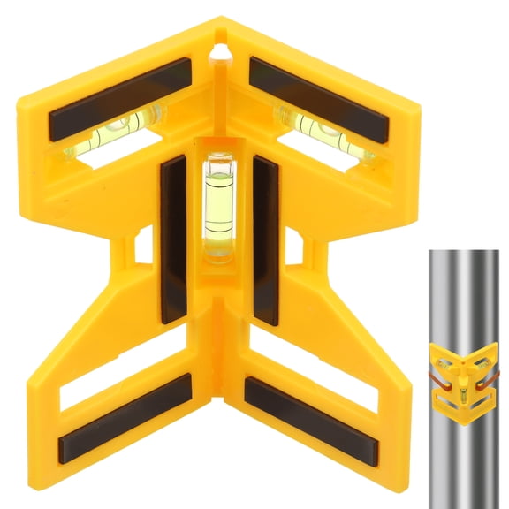 Magnetic Post Level Includes Elastic Loop for Hands-Free Work and 3 Vials for Easy Plumb and Level Reads Yellow