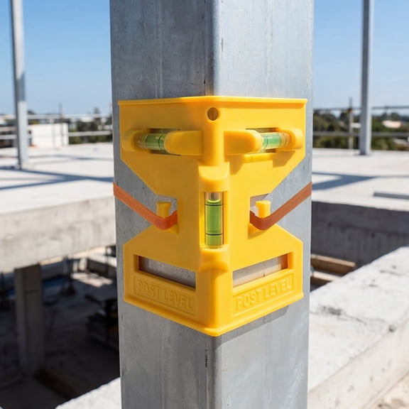 Magnetic Post Level Portable Pipe Post Level with 3 Vials Hands Free Leveling Tool for Construction Column Installation