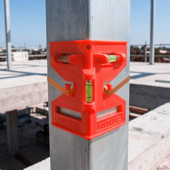 Magnetic Post Level Portable Pipe Post Level with 3 Vials Hands Free Leveling Tool for Construction Column Installation