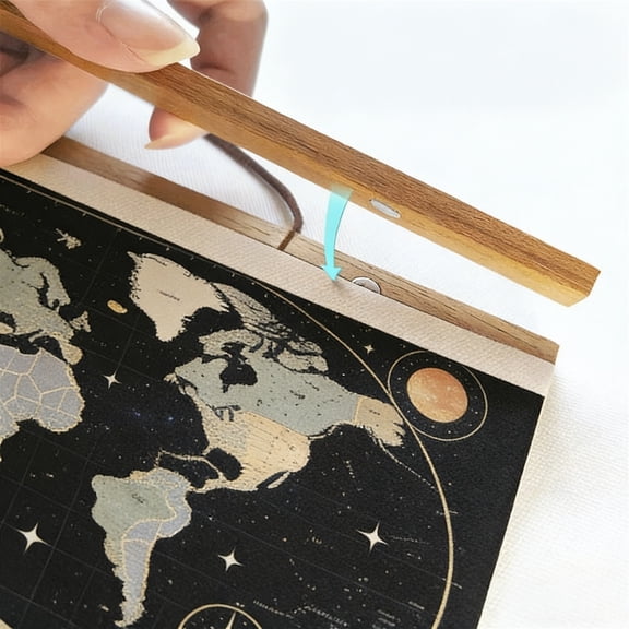 16" Wide Natural Teak Wood Magnetic Poster Frame - Easy Install, Damage-Free Hanging for 16x20/16x22/16x24 Art, Photos, Prints & More - Perfect Home Decor Kit