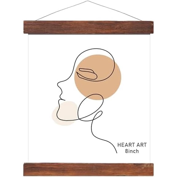 Magnetic Poster Hanger Frame,8x10,8x12,8x8 Poster Frame Wood Wooden Magnet Hanging Kit for Walls Map Canvas Artwork (Teak Wood,8”)