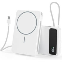 Magnetic Power Bank, 10,000mAh Wireless Portable Charger Compatible for Mag-Safe 15W Fast Charging,with USB-C Cable 22.5W In/Out Compatible for iPhone 17/16/15/14/13/12 Series, AirPods & More -white