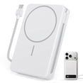 thumbnail interactive-video image 1 of 10,000mAh Magnetic Wireless Power Bank Compatible with Mag-Safe, 15W Fast Charging Portable Charger with USB-C 22.5W PD Input/Output - for iPhone 17/16/15/14/13/12 Series, AirPods (White), 1 of 10