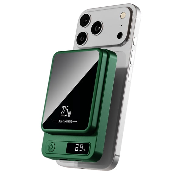 Magnetic Power Bank,10000mAh Wireless Portable Charger with 22.5W Fast Charging USB C in&Out Battery Pack Compatible for iPhone 17/16/15/14/13/12,Samsung,Android Phone Charger,Green