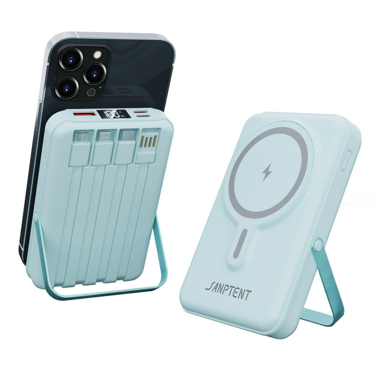 SANPTENT Magnetic Power Bank, 10000mAh Wireless Charger, Built-in