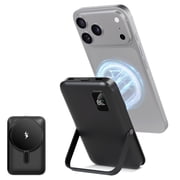 Portable Charger, Magnetic Power Bank with 20W Fast Charging, 10000mAh Battery Pack with Foldable Stand and LED Display, Mag-Safe Charger for iPhone 17 16 15 14 13 12, Black