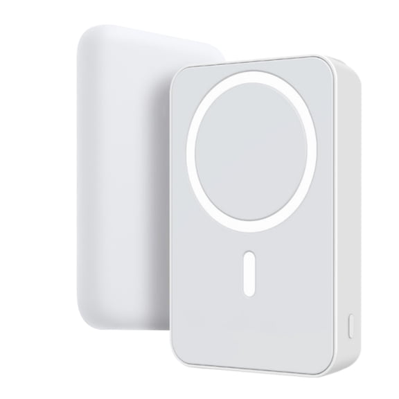 Hendoct Magnetic Power Bank, 5000mAh Wireless Magnetic Portable Charger for iPhone 15/14/13/12 Series-White