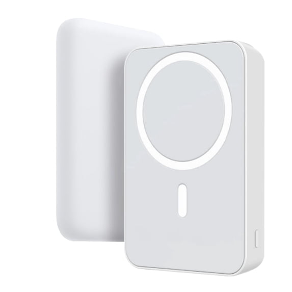 Hendoct Magnetic Power Bank, 5000mAh Wireless Magnetic Portable Charger for iPhone 15/14/13/12 Series-White
