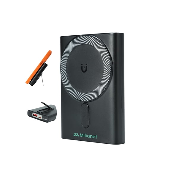 Magnetic Power Bank with Built-in Stand for iPhone | 10000mAh MagSafe-Compatible Wireless Charger, 15W Fast Charging, USB-C PD, 3-in-1 Cable