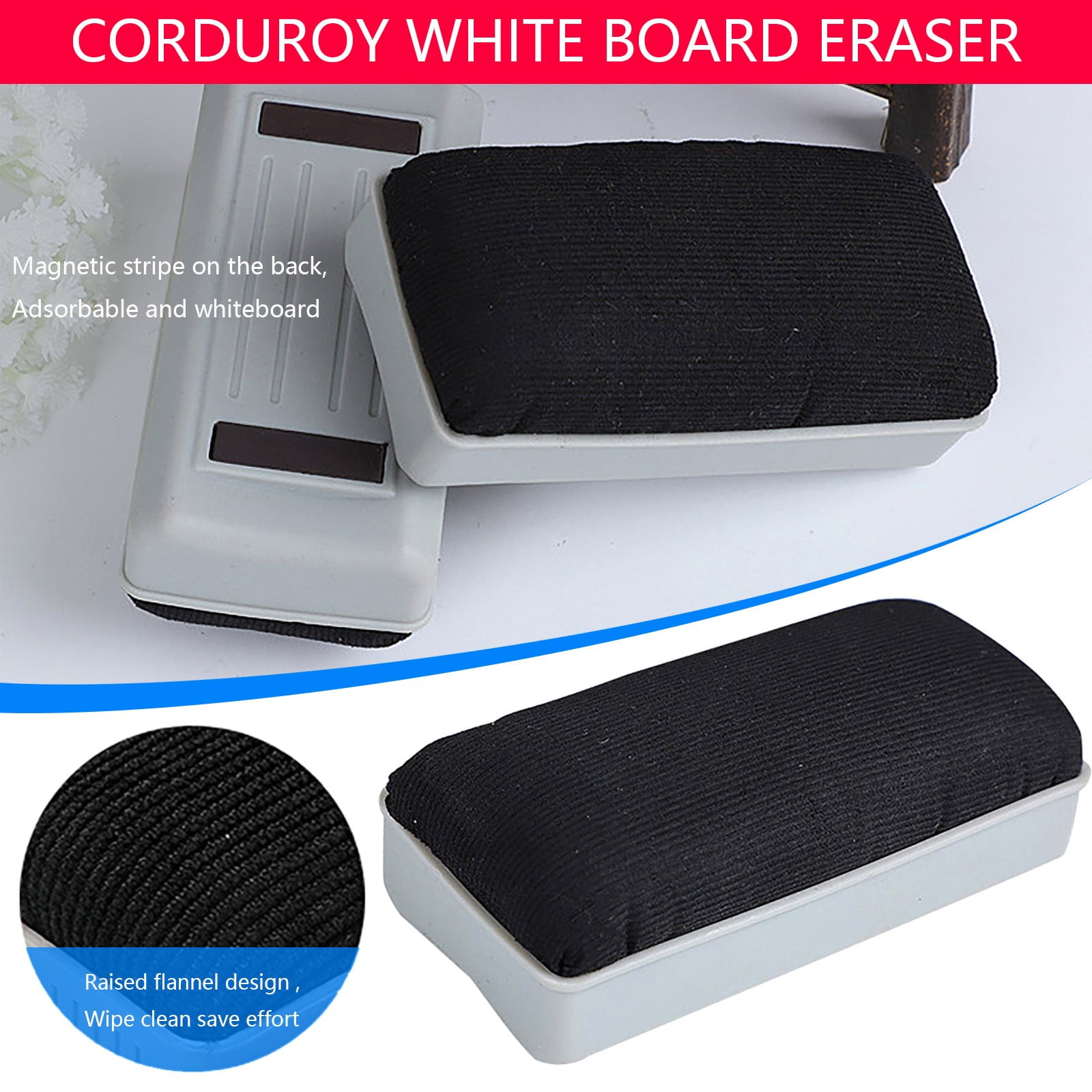 Premium Whiteboard Eraser, Felt Bottom Surface, Dry Erase