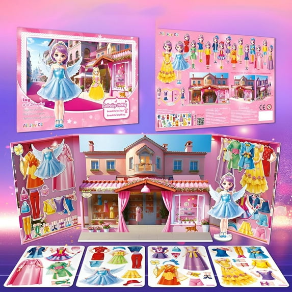 Magnetic Princess Dress-Up Paper Dolls, Magnetic Dress-Up Game, Play and Travel Toy Set with Magnetic Dress-Up Dolls and Girls’ Costumes,Toddler Girl Toys,Pretty Pretty Princess Game(Joy Shanghai)