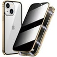 thumbnail image 1 of Magnetic Privacy Case for iPhone 16 Pro Max, Anti peep Magnetic Adsorption Double Side Tempered Glass Full Body Case Privacy Screen Protector Metal Titanium Frame Clear Back Phone Case Cover Gold, 1 of 6