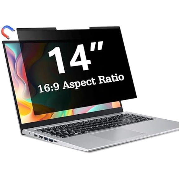 Magnetic Privacy Screen Laptop 14 Inch, Compatible with HP Dell Xps Acer Asus Samsung Lenovo ThinkPad, for Removable 16:9 Widescreen Display Laptop Privacy Screen and Anti-Glare Protector