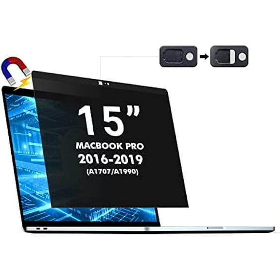 Magnetic Privacy Screen MacBook Pro 15 Inch, Removable Privacy Screen Filters Anti-Spy, Anti Blue Light and Anti Glare Screen Protector for Macbook Pro 15 inch (2016-2019) Model (A1707, A1990)