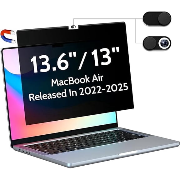LinQingQ Magnetic Privacy Screen for MacBook Air 13.6 13 Inch M2 M3 M4 M5 2022-2026 Removable Matte Anti Glare Blue Light Filter A2681 A3113 A3240