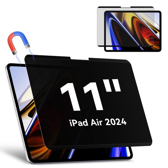 Magnetic Privacy Screen Protector Compatible with iPad Air 11 Inch 2024/2025 (M2/M3, 6th/7th Gen), Removable Anti Blue Light Glare Spy Filter, High Sensitive Bubble-Free Black Security Private Shield