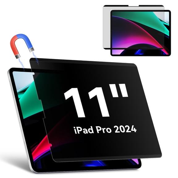 Magnetic Privacy Screen Protector Compatible with iPad Pro 11 Inch M4/M5 [2024/2025 5th/6th Gen], Removable Anti Blue Light Glare Spy Filter, High Sensitive Bubble-Free Black Security Private Shield