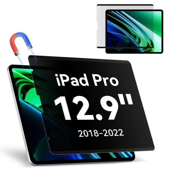 Magnetic Privacy Screen Protector Compatible with iPad Pro 12.9 Inch 2018 2020 2021 2022, Removable Anti Glare Blue Light Bubble-Free Black Security Protector Private Filter