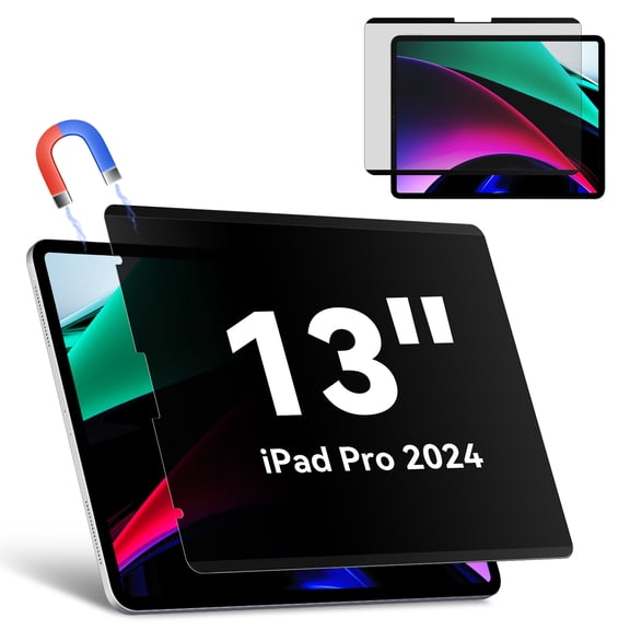 Magnetic Privacy Screen Protector Compatible with iPad Pro 13 Inch M4/M5 [2024/2025 7/8th Gen], Removable Anti Blue Light Glare Spy Filter, High Sensitive Bubble-Free Black Security Private Shield