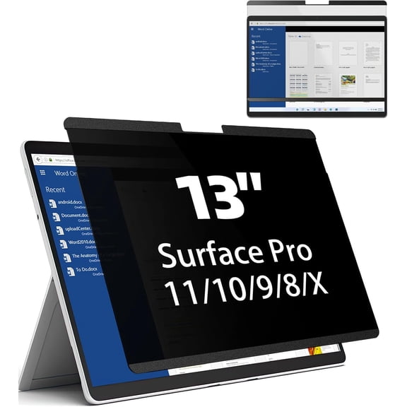 Magnetic Privacy Screen for 13 inch Surface Pro 11/10/9/8/X Removable Anti Glare Blue Light Filter Anti-Spy Screen Protector
