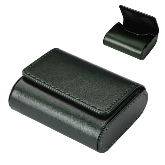 Green PU Leather Earbud Storage Bag, Magnetic Protective Carrying Pouch, Multifunctional Portable Organizer Case for Wired Headphones and Accessories