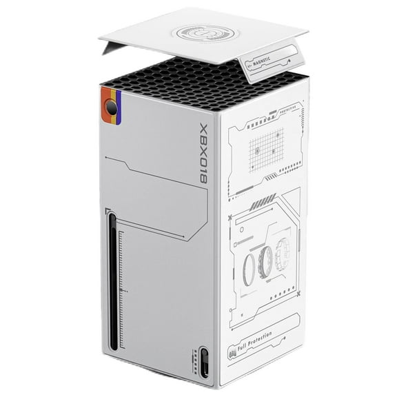 Magnetic Protective Case for Xbox Series X Console, Cover Skin PU leather material, Dustproof Closure Wrap & TOP Cover, Full Protection Accessories-Geometric Figures