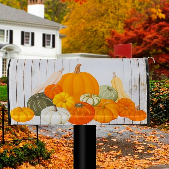 Magnetic Pumpkins Mailbox Covers Fall Autumn Seasonal Mailbox Covers Outdoor Mailbox Post Wraps for Garden Yard Decor 21x18In