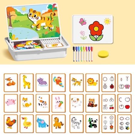 Magnetic Puzzle-Magnetic face Toy, Magnetic Dress Up Puzzle, Double-Side Preschool Educational Learning Toy, Tabletop Toy Dress-Up Game Enhances Creativity and Learning