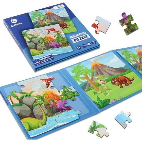 Magnetic Puzzles for Kids Ages 3 4 5 6, TWO-20 Piece Animal Wooden Jigsaw Puzzles Book for Toddlers, Travel Games and Travel Toys for 3 4 5 6 Year olds Boys and Girls