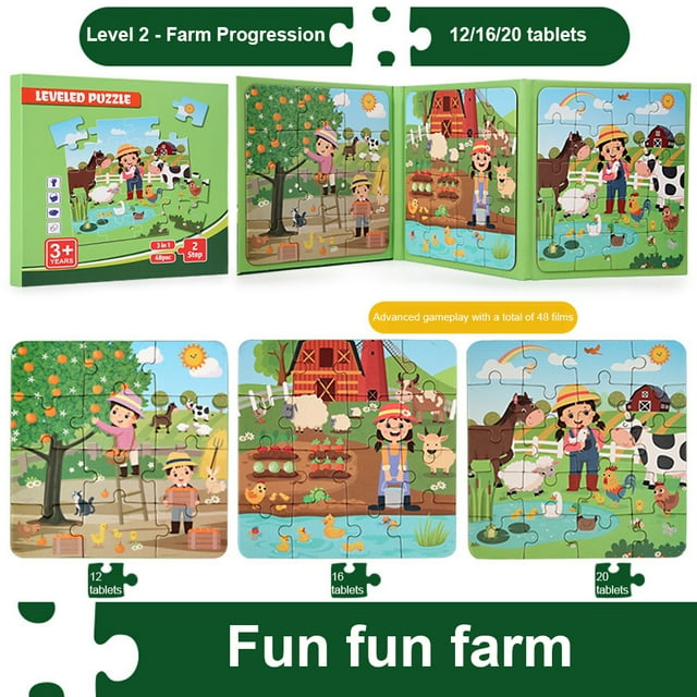 Puzzles for Kids Ages 3 4 5 6, TWO20 Piece Wooden Jigsaw Puzzles Book for Toddlers