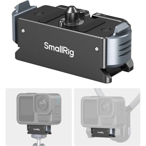 Magnetic Quick Release Mount for GoPro Hero 13, Aluminum Adapter with 1/4"-20 Screw and Dual-Claws Interface, Base Compatible with Neck Mounts, Selfie Sticks, Magic Arms - 5437