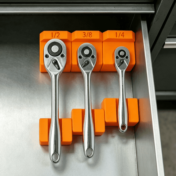 Magnetic Ratchet Wrench Organizer, 1/4" 3/8" 1/2" Drive Ratchet Holder, Modular Magnetic Tool Storage Rack for Tool Drawer, Garage Workshop