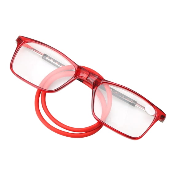 Magnetic Reading Glasses Men Women 1.5,Front Connect Adjustable Temples Eyeglass Around Neck Hanging Computer Readers for Presbyopia,Red