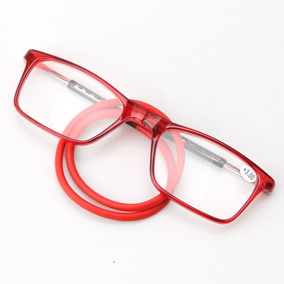Magnetic Reading Glasses Men Women Front Connect Adjustable Temples Eyeglass Around Neck Hanging Readers 1.0,Red