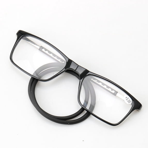 Magnetic Reading Glasses Men Women Front Connect Adjustable Temples Eyeglass Around Neck Hanging Readers 1.5,Black
