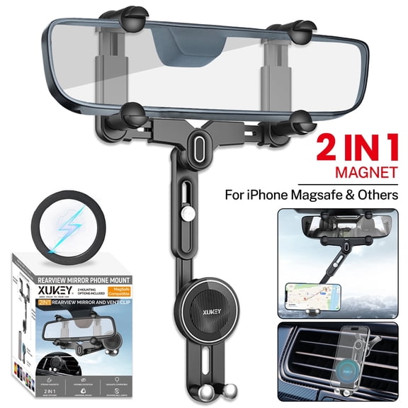 Magnetic Rear View Mirror Vent Cell Phone Holder Car Mount for Magsafe iphone 16
